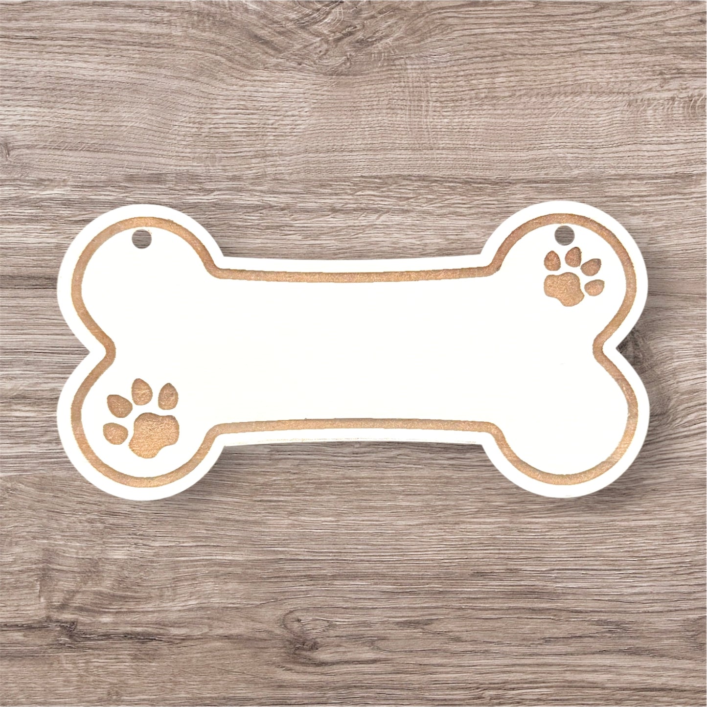 Dog Bone-Shaped Wooden Nameplate TruFlat® White