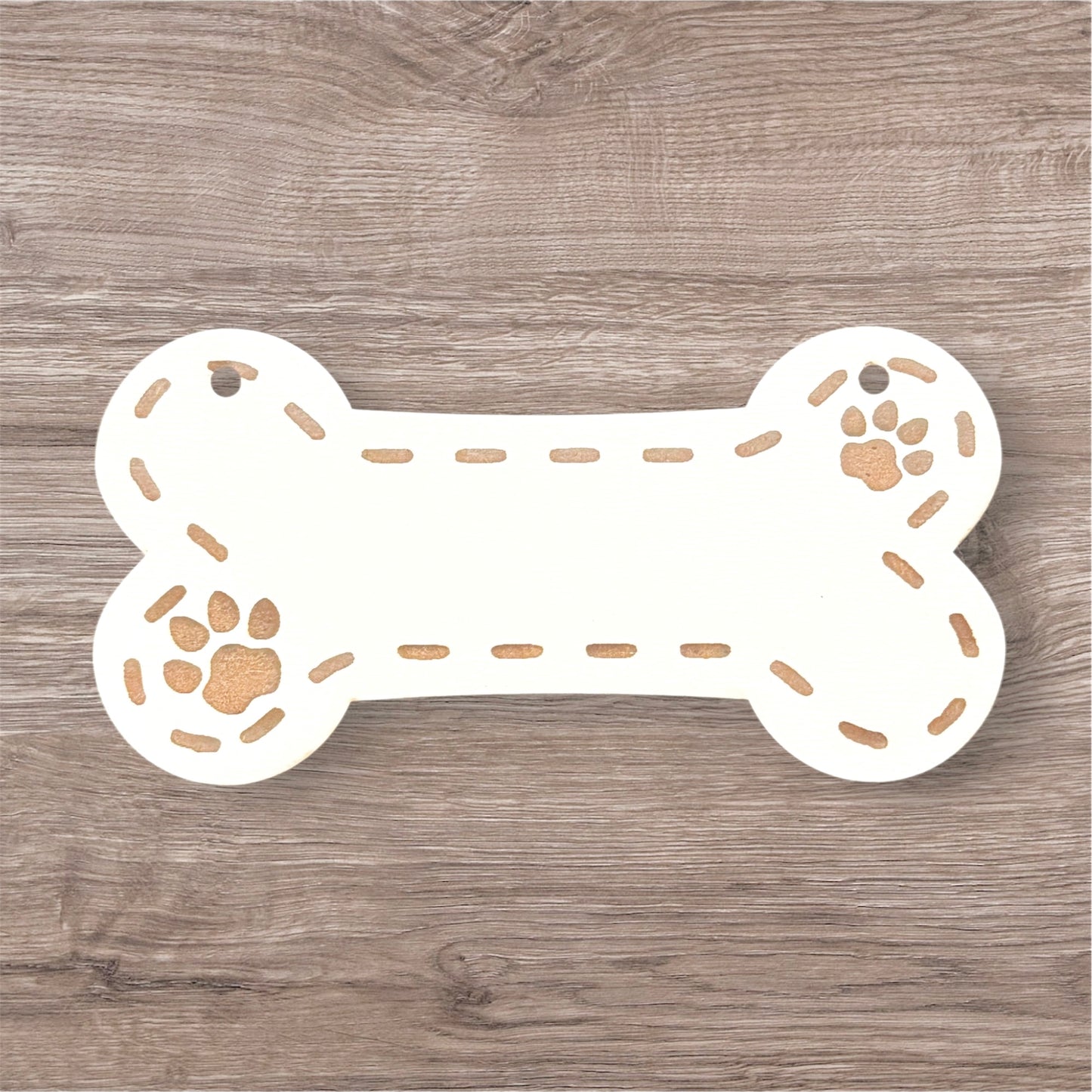 Dog Bone-Shaped Wooden Nameplate TruFlat® White