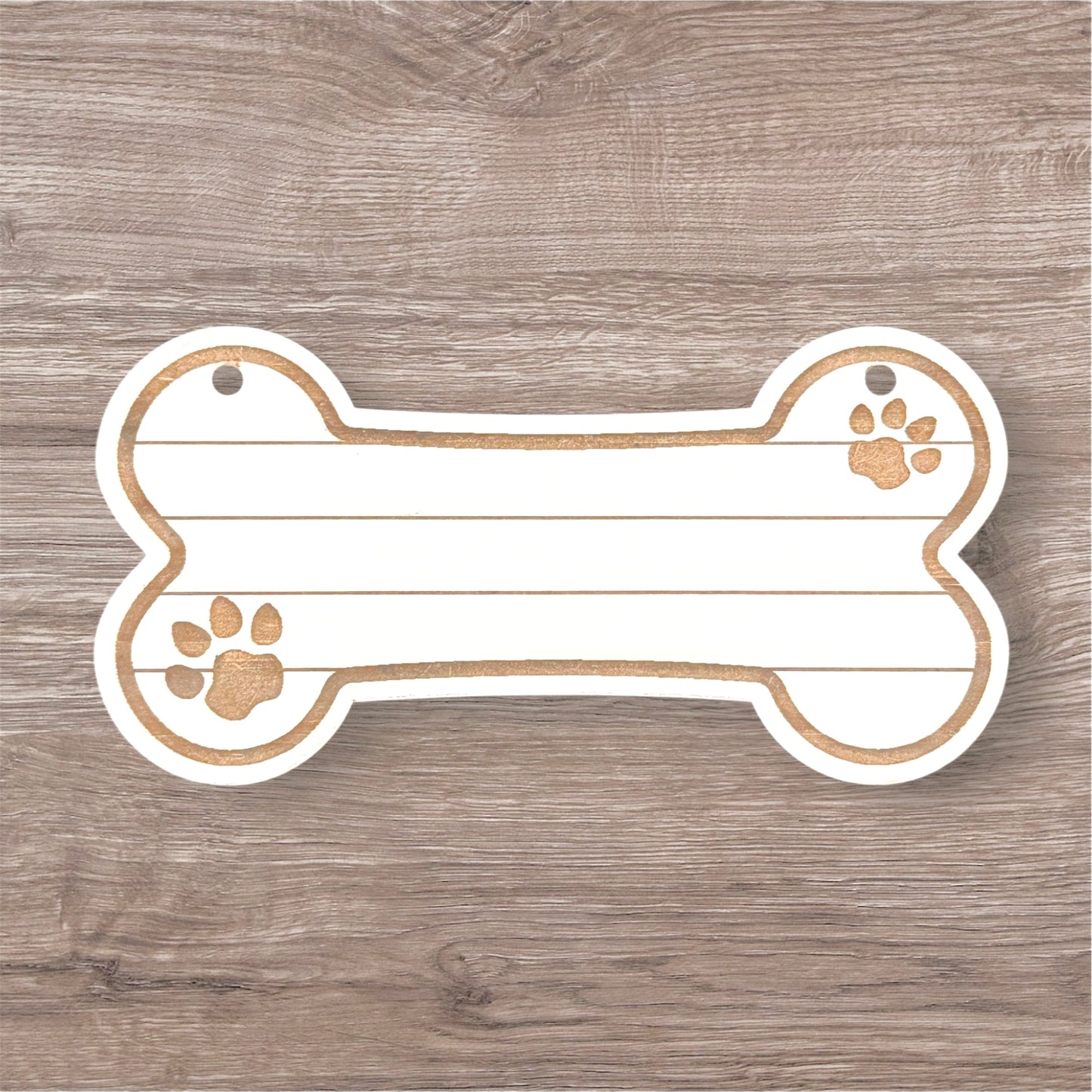 Dog Bone-Shaped Wooden Nameplate TruFlat® White