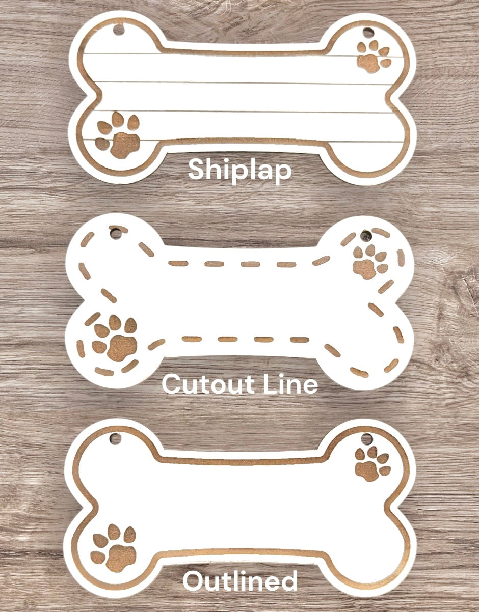 Dog Bone-Shaped Wooden Nameplate TruFlat® White