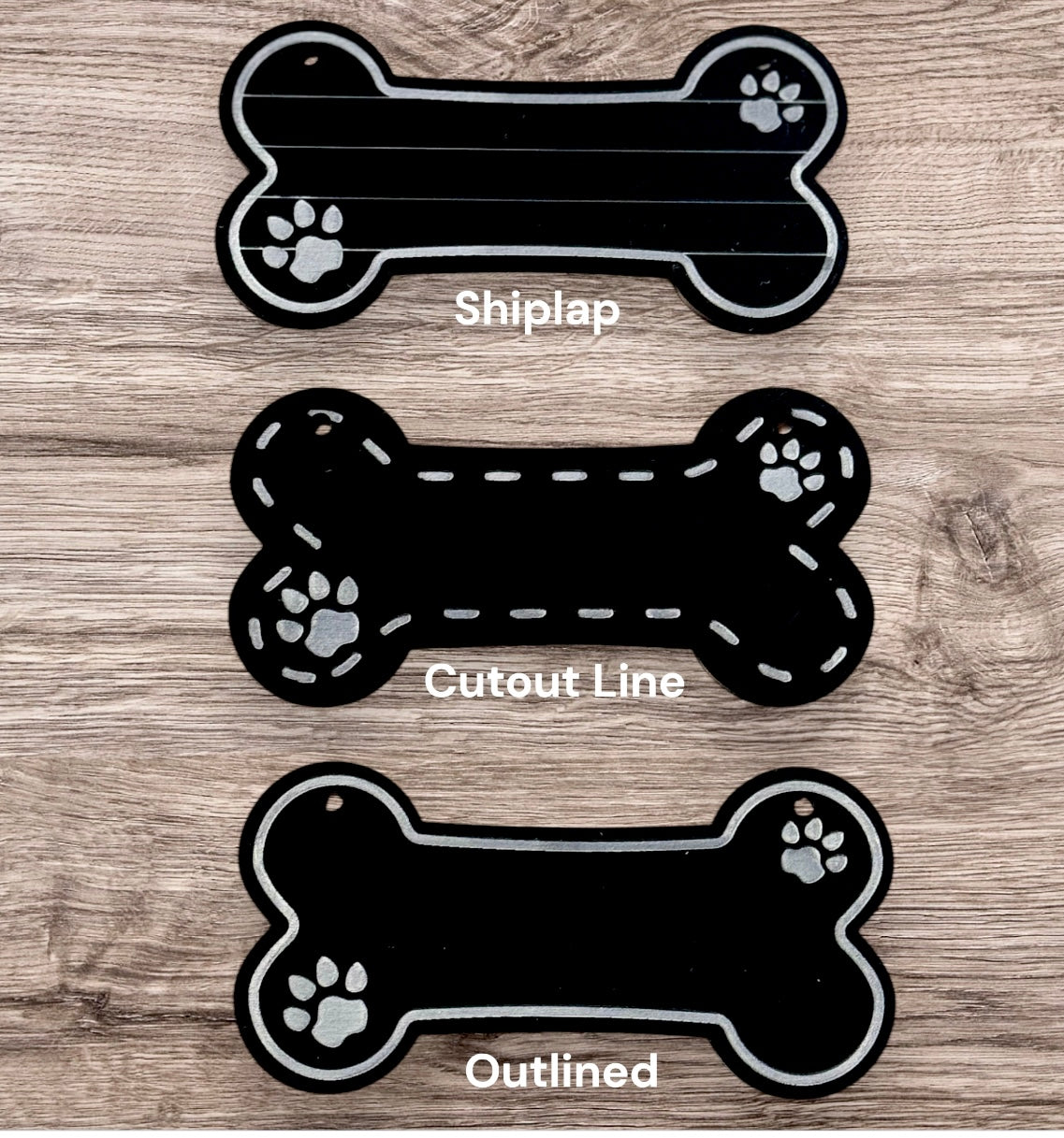 Dog Bone-Shaped Black Acrylic Nameplate