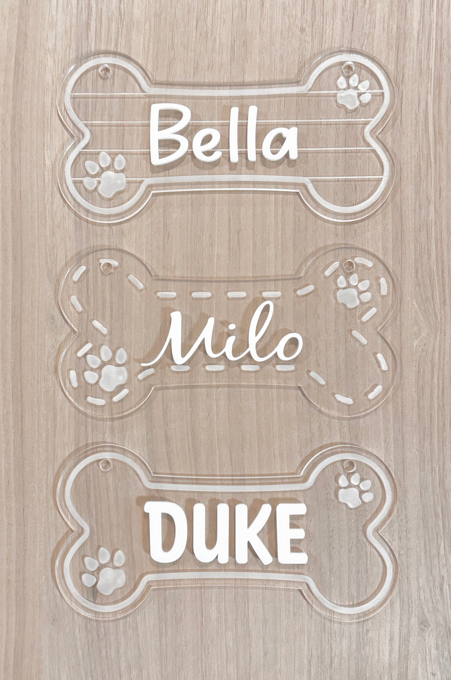 Dog Bone-Shaped Clear Acrylic Nameplate