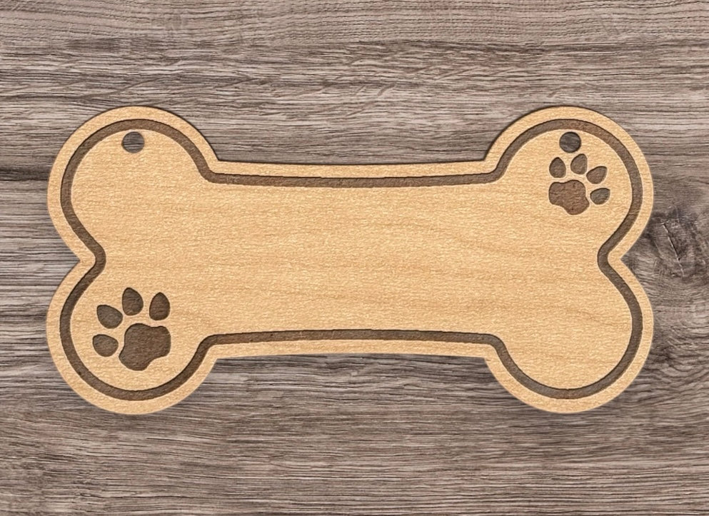 Dog Bone-Shaped Wooden Nameplate TruFlat® Maple