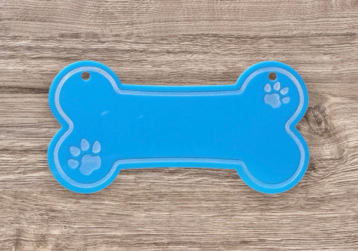 Dog Bone-Shaped Blue Acrylic Nameplate