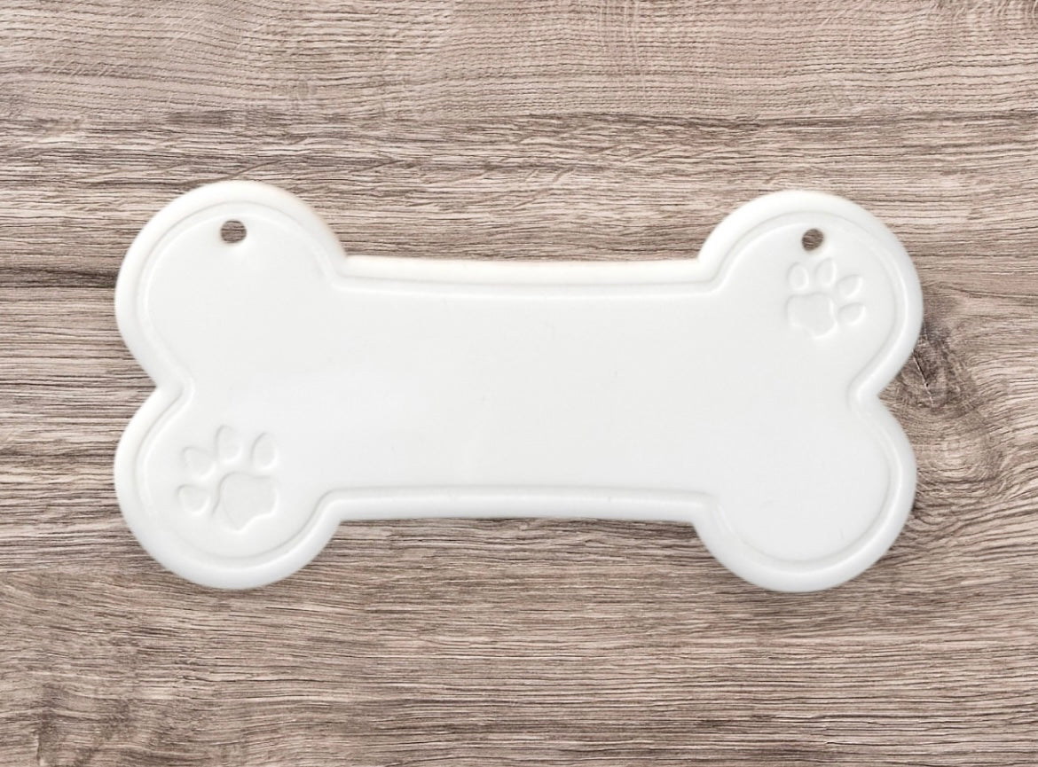 Dog Bone-Shaped White Acrylic Nameplate