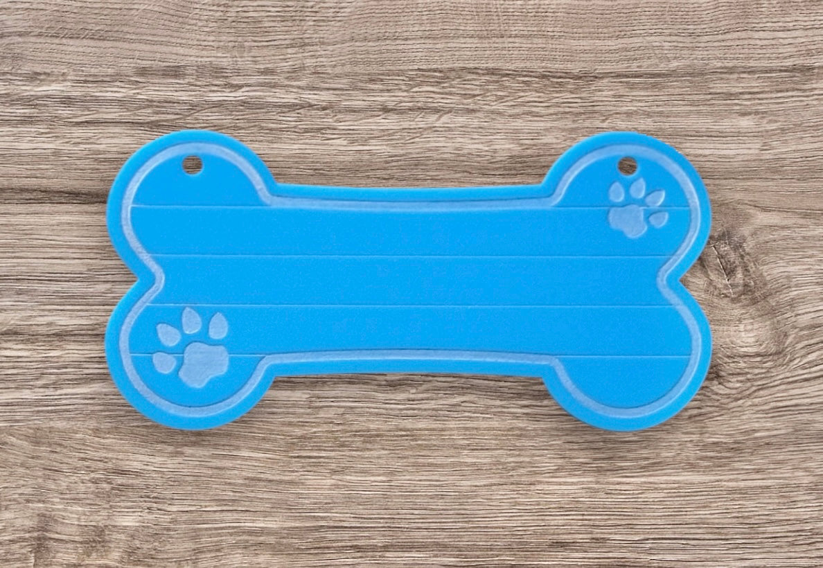 Dog Bone-Shaped Blue Acrylic Nameplate