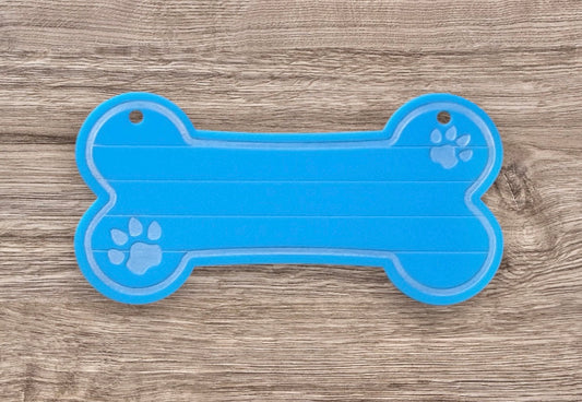 Dog Bone-Shaped Blue Acrylic Nameplate