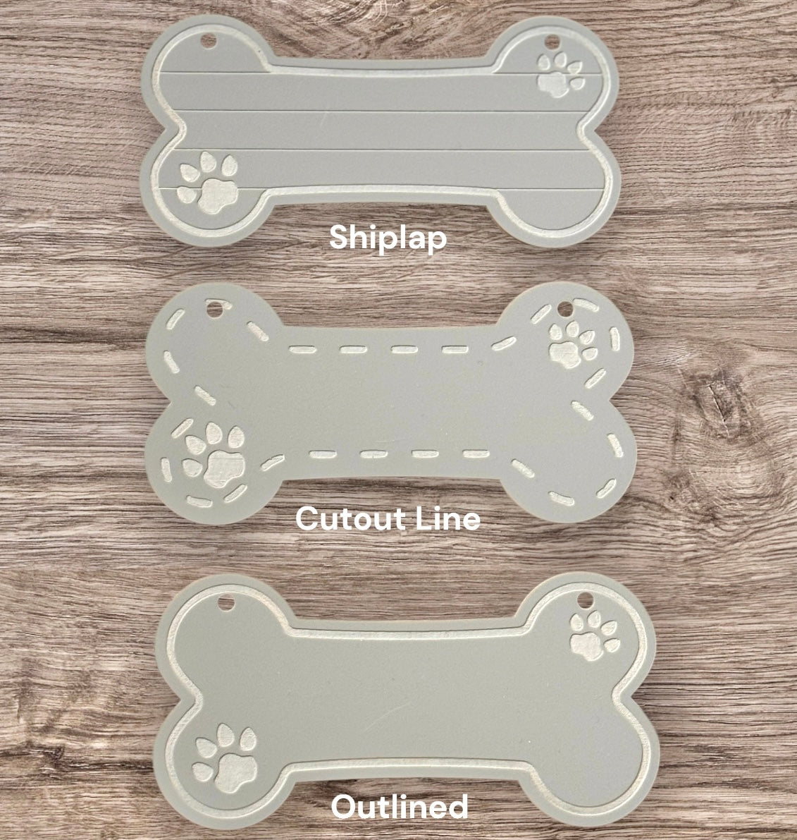 Dog Bone-Shaped Grey Acrylic Nameplate