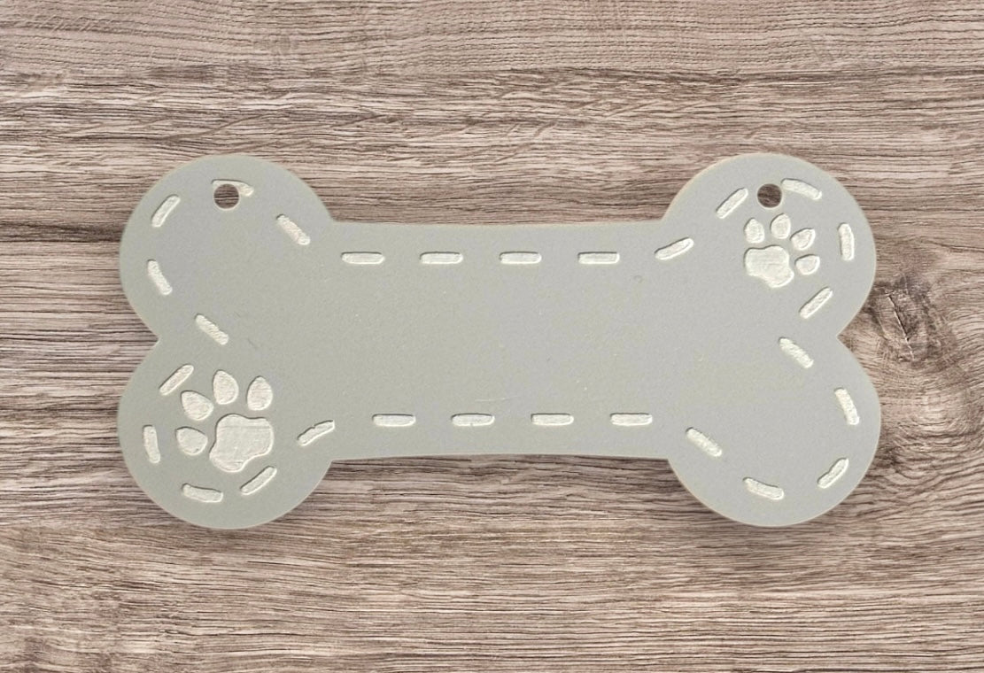 Dog Bone-Shaped Grey Acrylic Nameplate