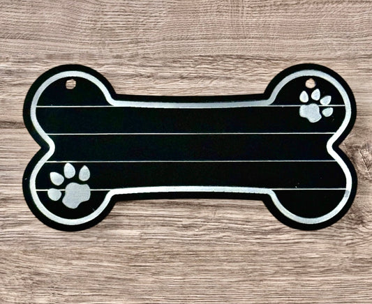 Dog Bone-Shaped Black Acrylic Nameplate