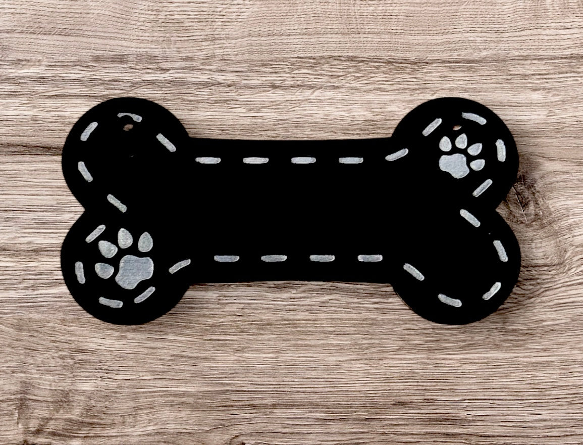 Dog Bone-Shaped Black Acrylic Nameplate