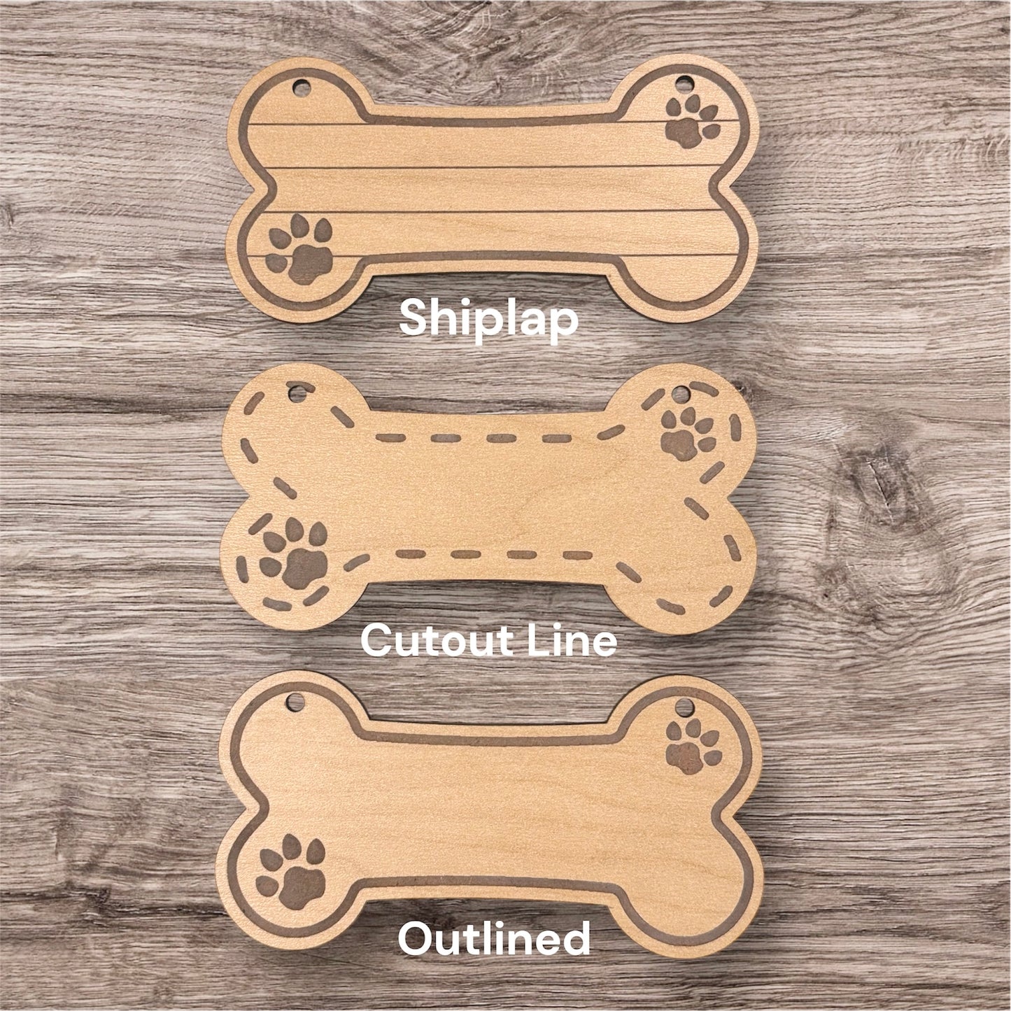 Dog Bone-Shaped Wooden Nameplate TruFlat® Maple