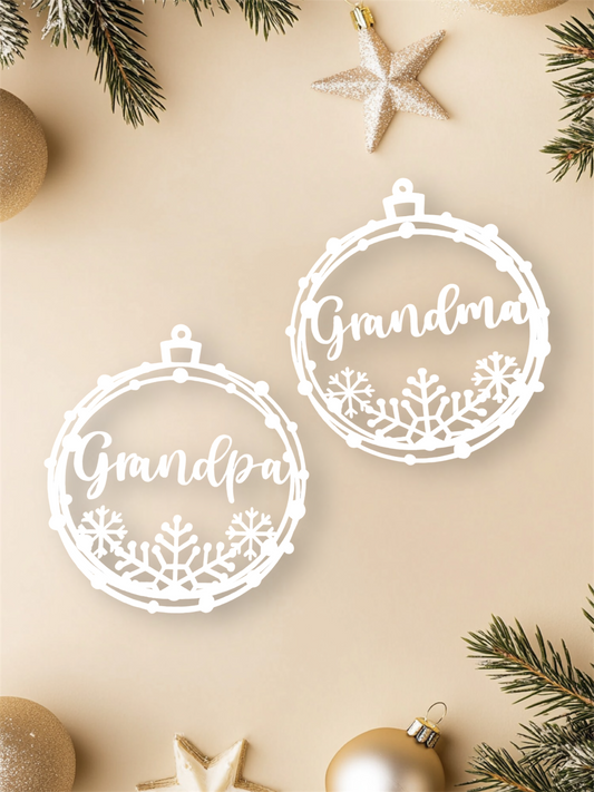 Acrylic Grandma & Grandpa Christmas Ornaments