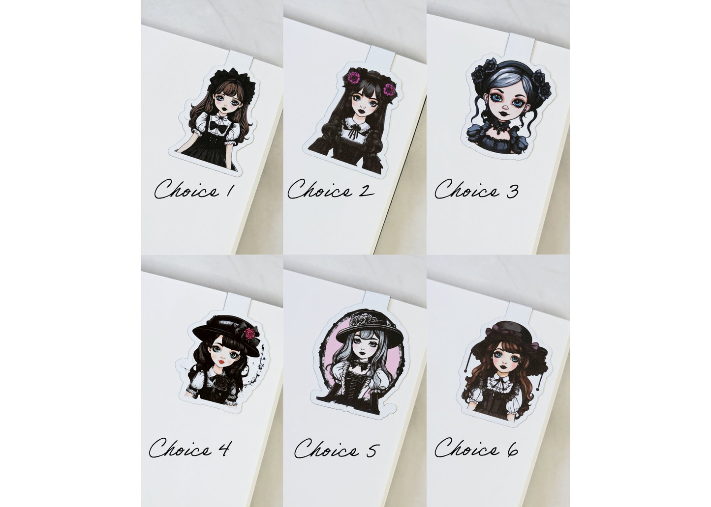 Gothic Girl Magnetic Bookmarks – Choose Your Own Set of 3