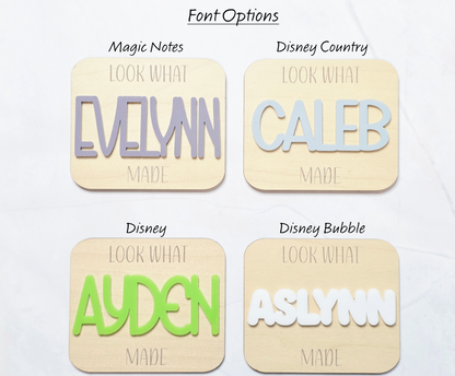 Personalized "LOOK WHAT I MADE" Engraved Wooden Magnet