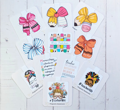Teacher Theme Magnetic Bookmarks (Choose Your Own Set of 3 – Some Designs Personalizable)