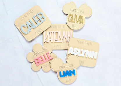Personalized "LOOK WHAT I MADE" Engraved Wooden Magnet